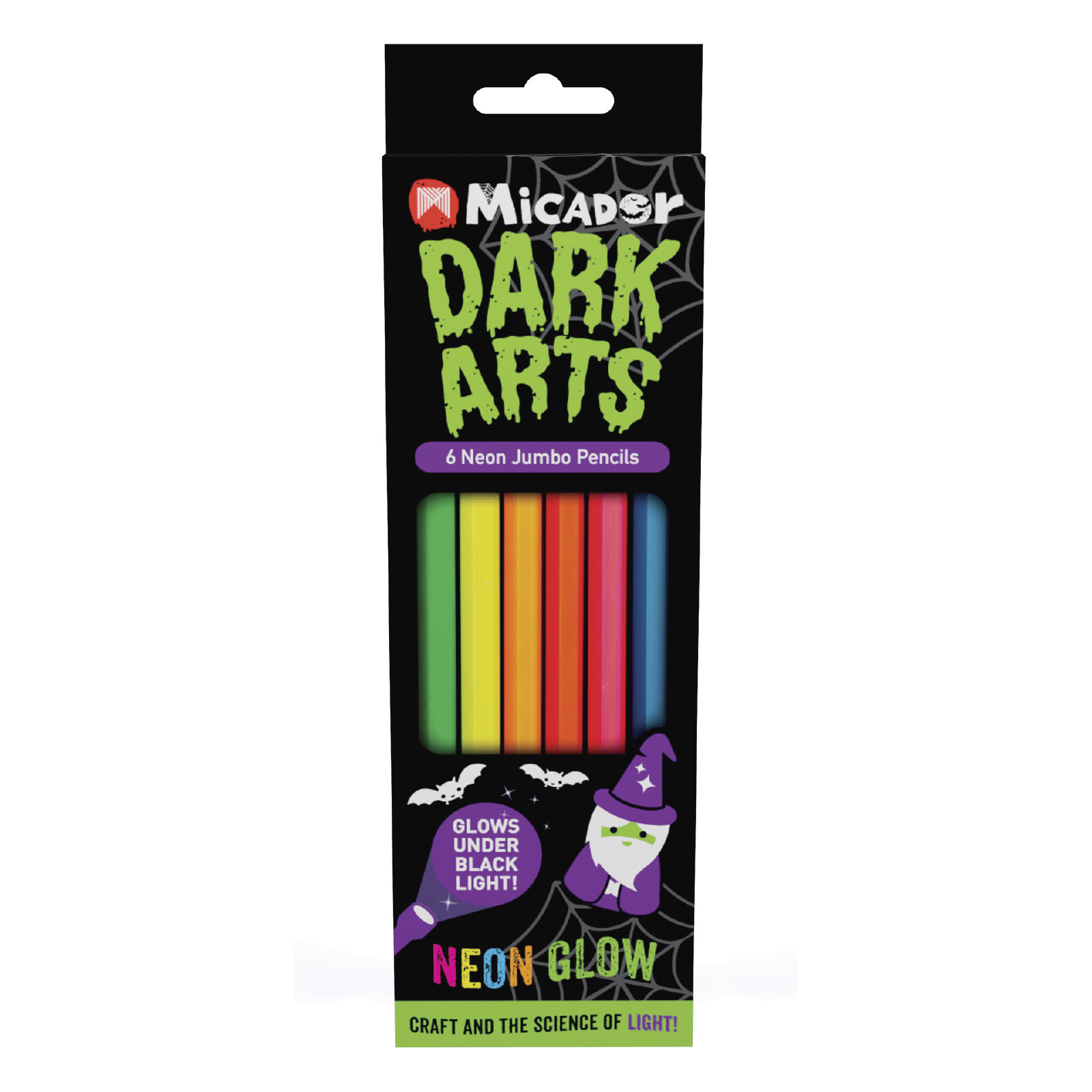 Micador Dark Arts Neon Glow Jumbo Pencils 6PK