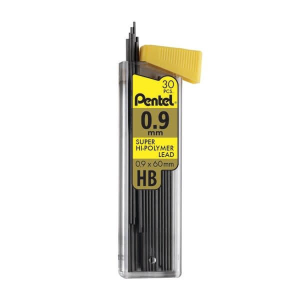 Pentel Super Hi-Polymer Leads, .9mm, HB 30