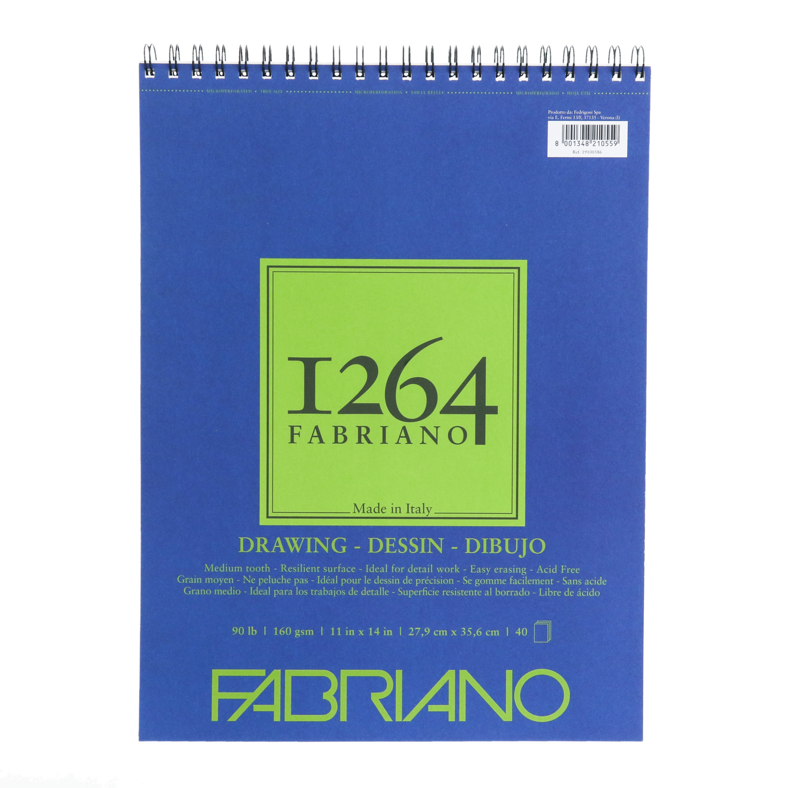 Fabriano 1264 Drawing Pads, 11" x 14" - 90lb. (160 gsm), 40 Sheets