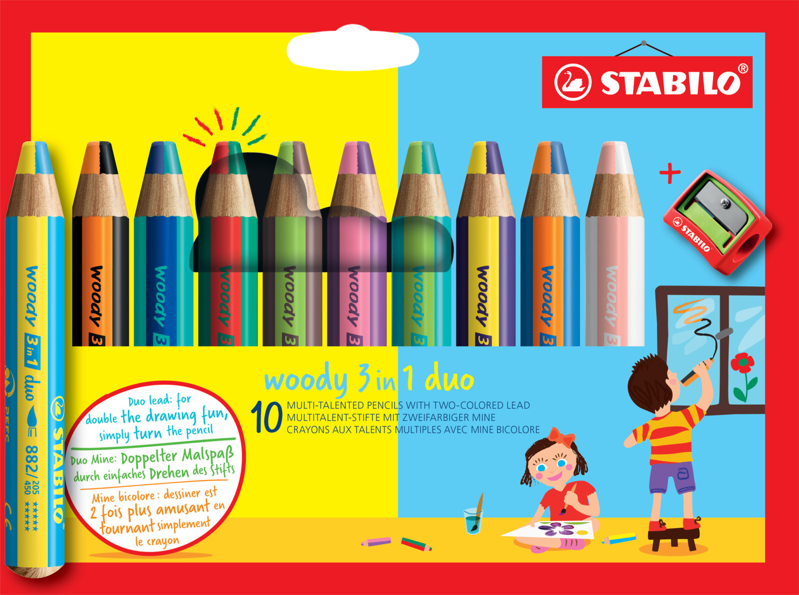 STABILO Woody Pencil Duo 10PC w/Sharpener