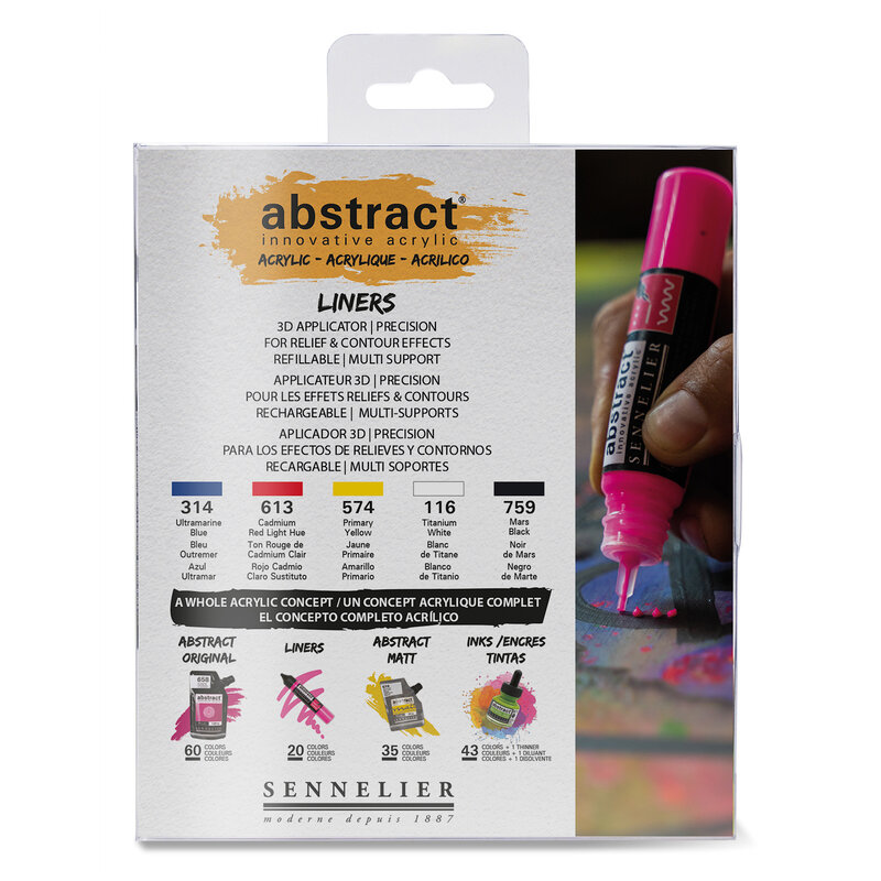 Sennelier Abstract Liner Set, 5-Color Primary Colors
