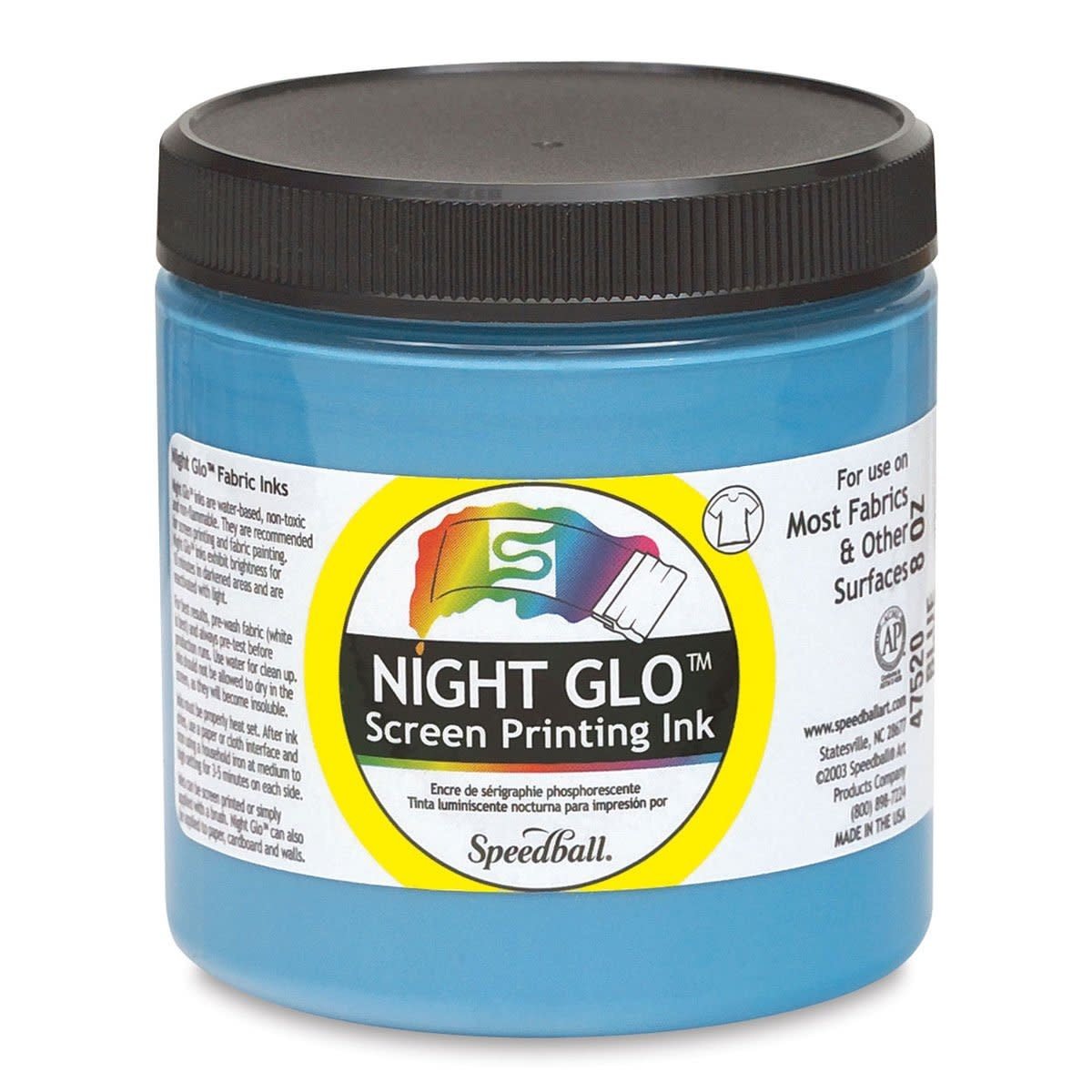Speedball Night Glo Phosphorescent Screen Printing Ink, Blue - 8 oz.