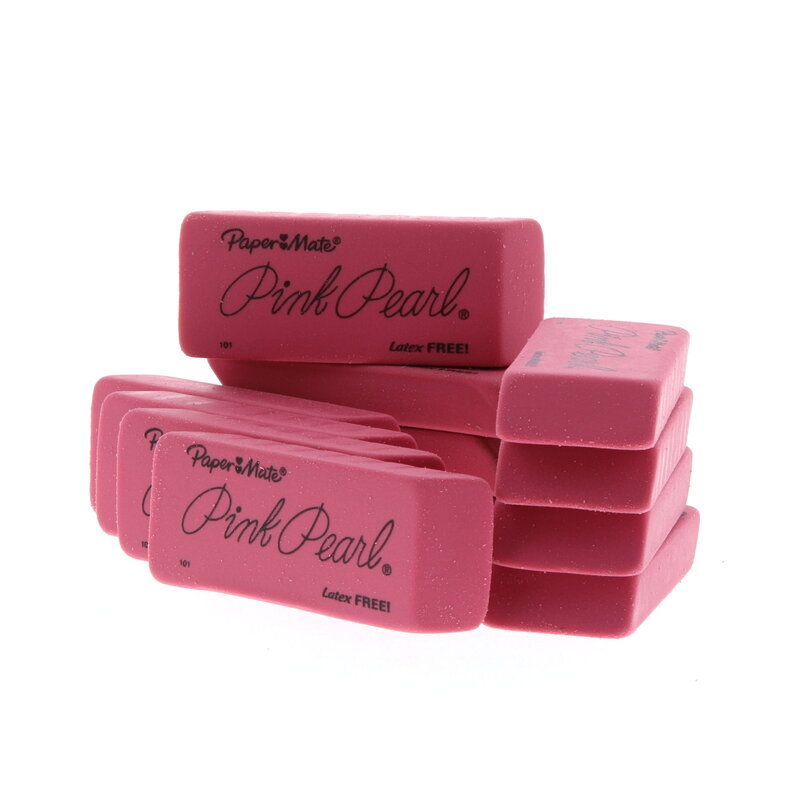 Paper Mate Pink Pearl Erasers, Large 12/BX