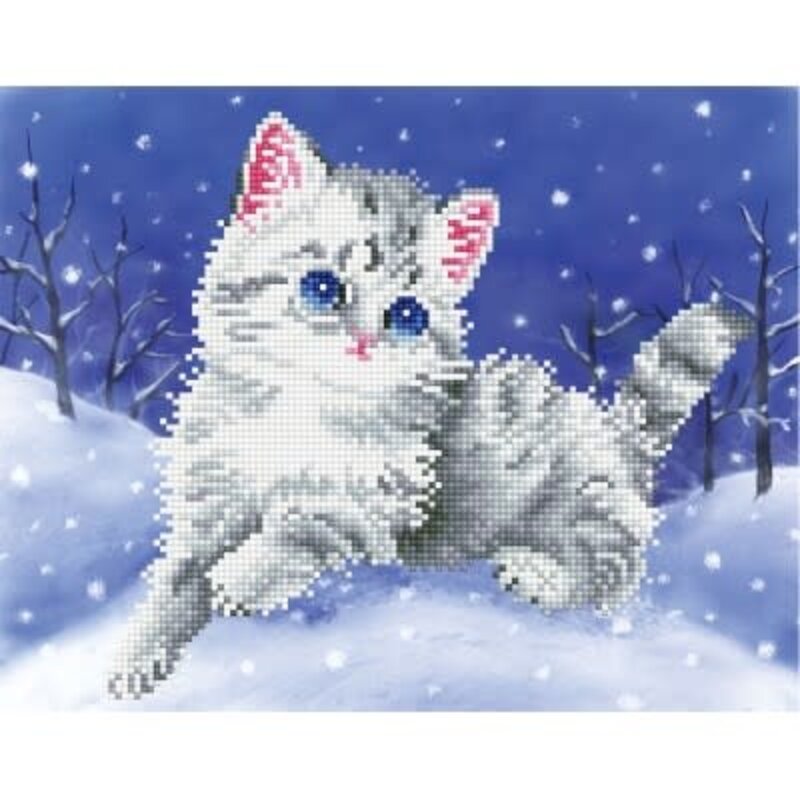 Diamond Dotz With Frame - Kitten in the Snow