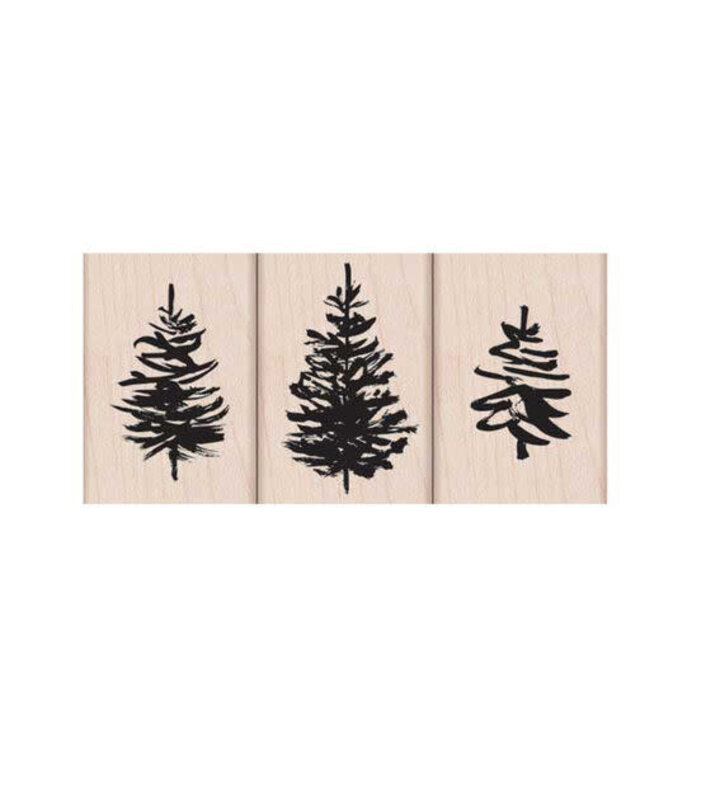 Hero Arts Paintbrush Trees Handmade Rubber Stamp