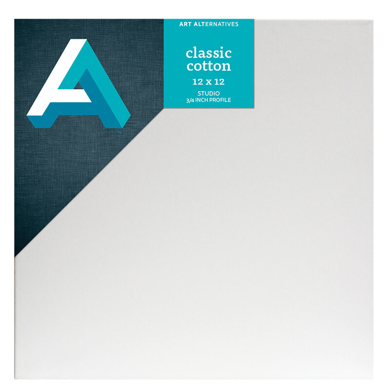 Art Alternatives Classic Cotton Stretched Canvas, Studio Canvas 3/4" Profile, 12 x 12