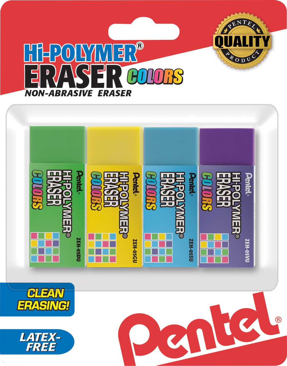 Pentel Erasers SM Assorted Color 4/CD
