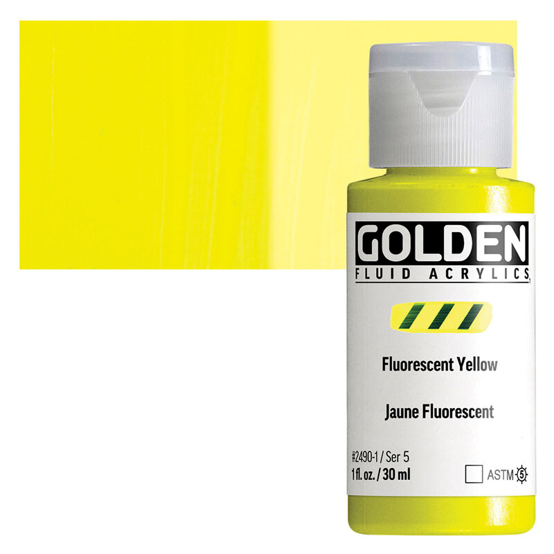 Golden Fluid Acrylics, 1 oz. Bottles, Fluorescent Yellow