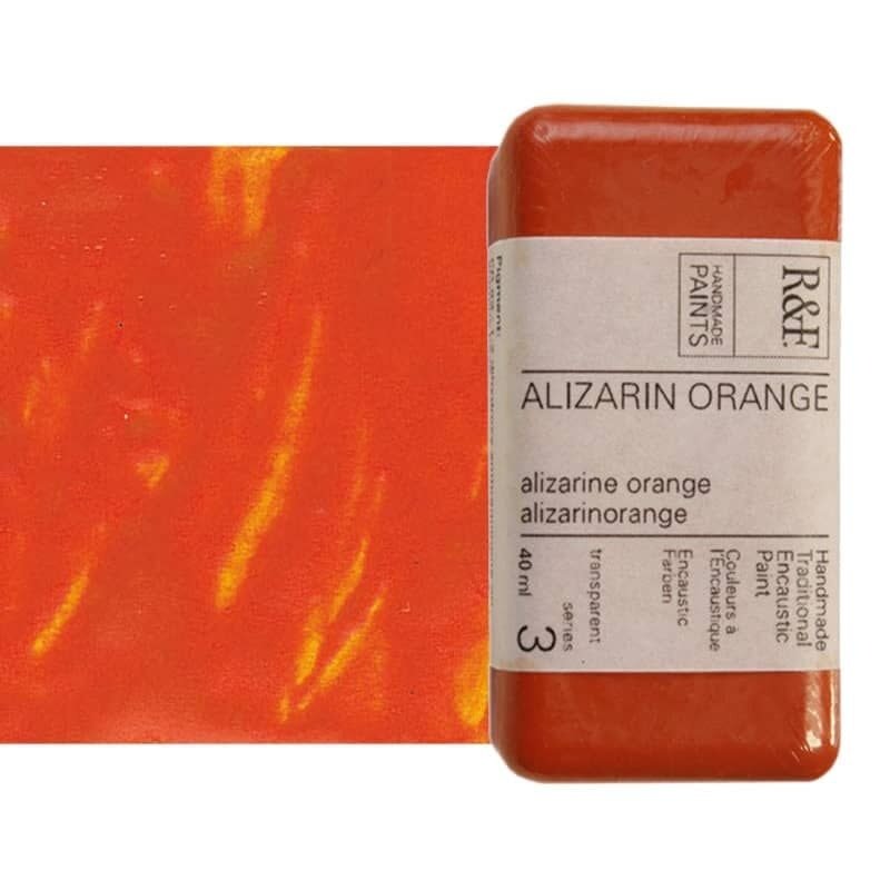 R&F Handmade Paints Encaustic Paint Cakes Alizarin Orange40ML