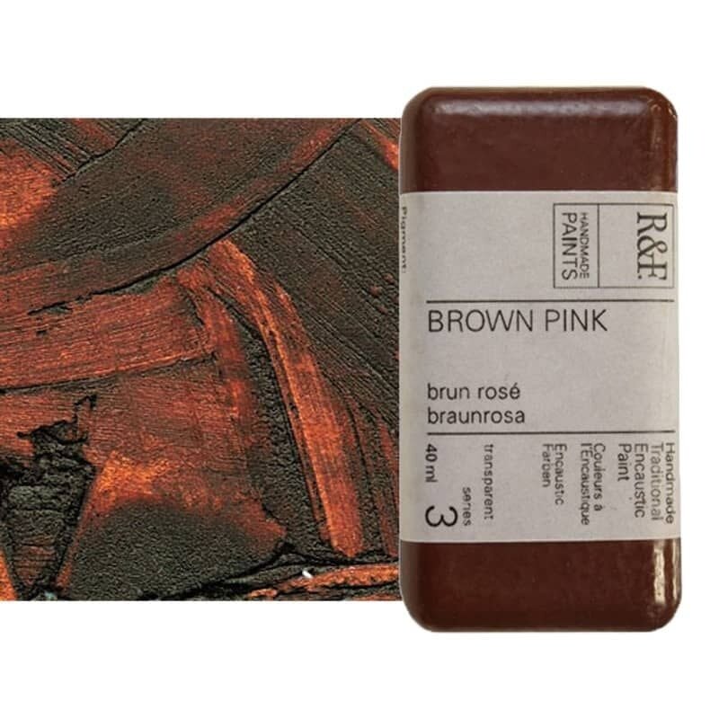 R&F Handmade Paints Encaustic Paint Cakes Brown Pink 40ML