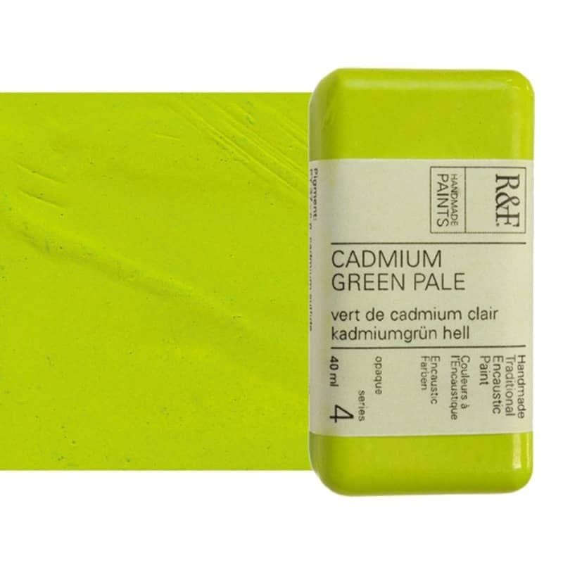 R&F Handmade Paints Encaustic Paint Cakes Cadmium Green Pale 40ML