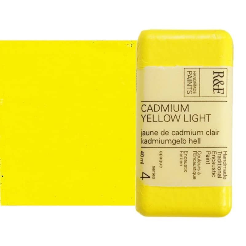 R&F Handmade Paints Encaustic Paint Cakes Cadmium Yellow Light40ML