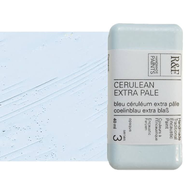 R&F Handmade Paints Encaustic Paint Cakes Cerulean Blue Extra Pale 40ML