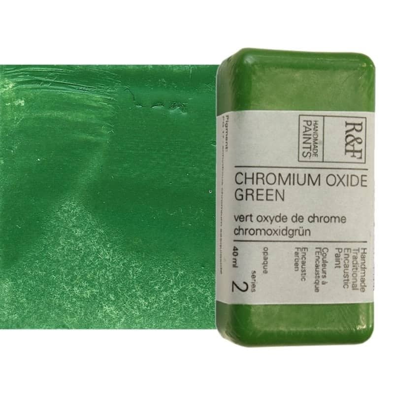 R&F Handmade Paints Encaustic Paint Cakes Chromium Oxide Green40ML