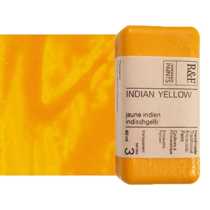 R&F Handmade Paints Encaustic Paint Cakes Indian Yellow40ML