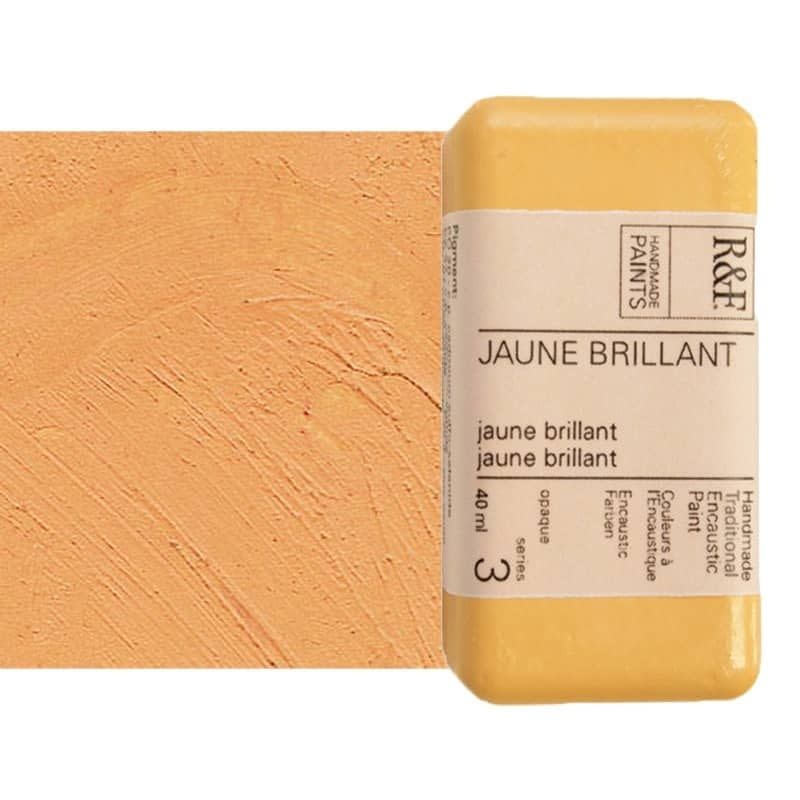 R&F Handmade Paints Encaustic Paint Cakes Jaune Brilliant40ML