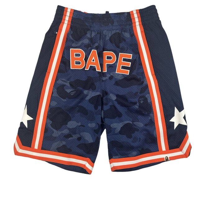 A Bathing Ape Bape Color Camo Wide Basketball Shorts "Orange & Blue"