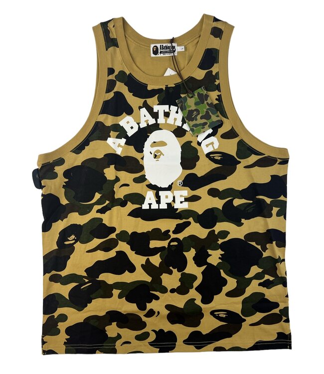 A Bathing Ape Bape First Yellow Camo College Logo Tank Size Large