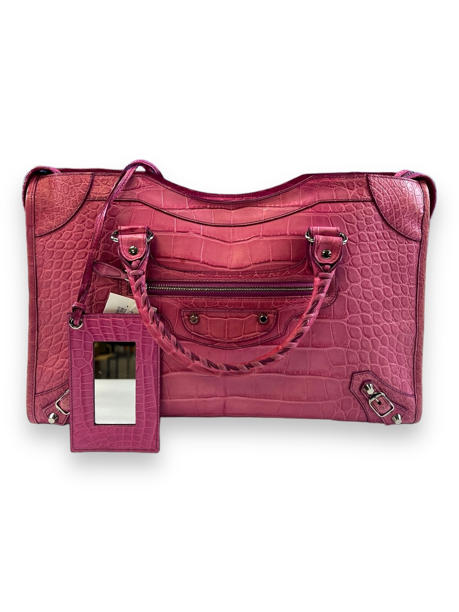 Balenciaga Classic City Pink Crocodile Bag Bring It Back LLC