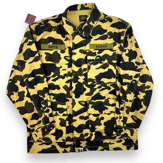 A Bathing Ape Bape Military Button Yellow Camo Size S