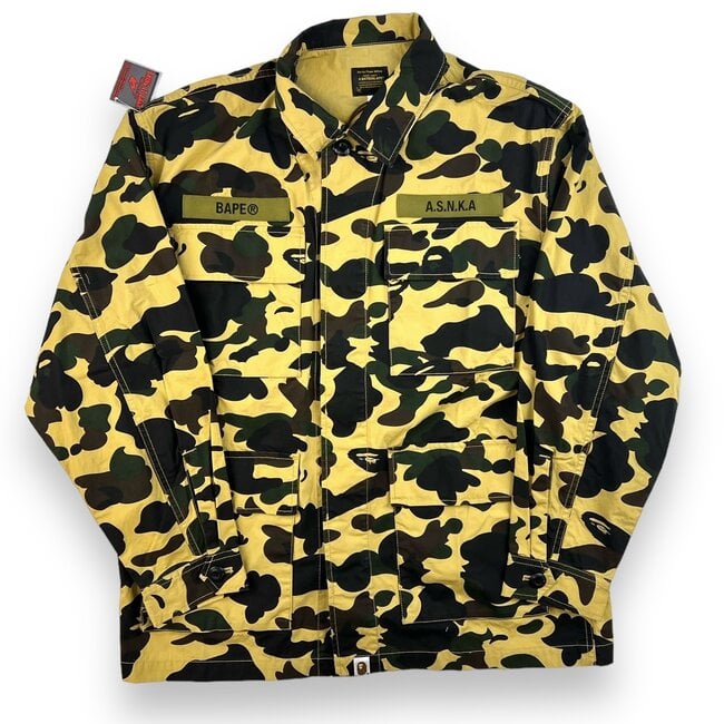 A Bathing Ape Bape Military Button Yellow Camo Size S