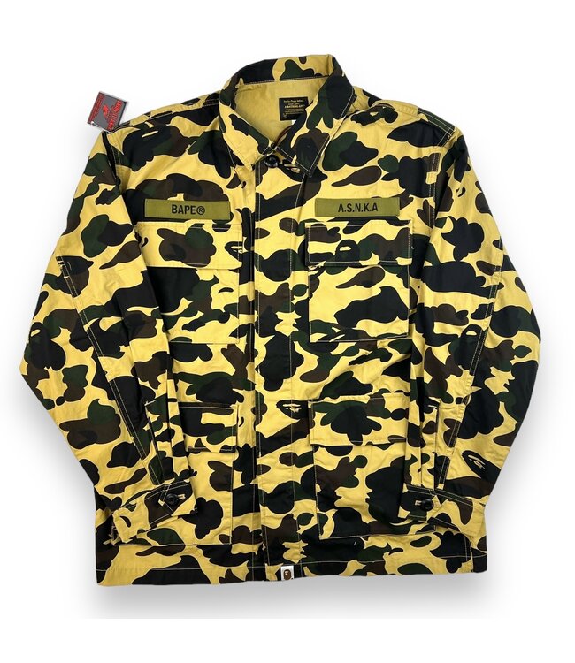 A Bathing Ape Bape Military Button Yellow Camo Size S