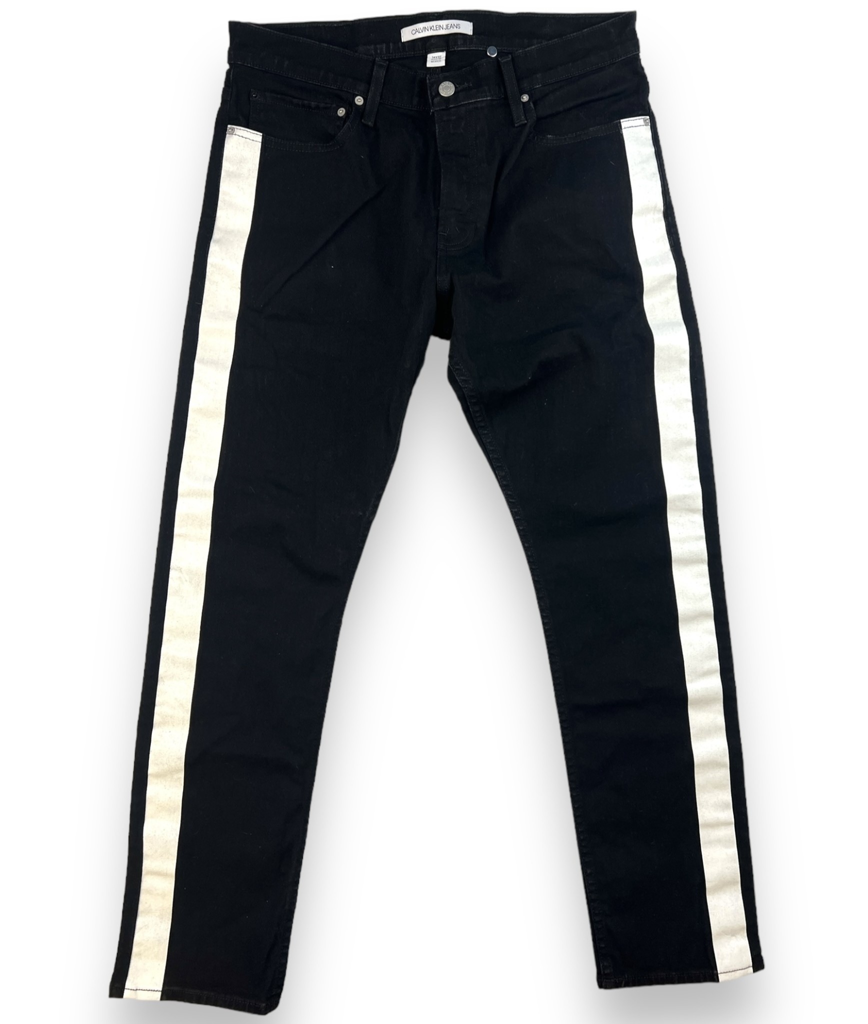 (Pre-Owned) Calvin Klein Raf Simons Striped Jeans Black White Size 34W