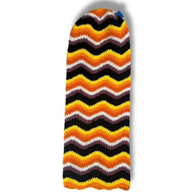 Arkyve ARKYVE KNIT LONG BEANIE ORANGE/WHITE/BLACK