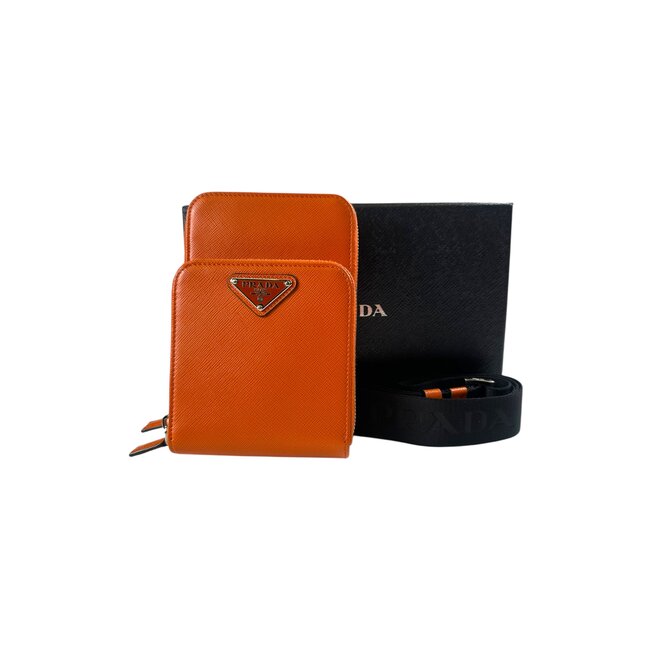Prada Orange Saffiano Leather Smartphone Cases