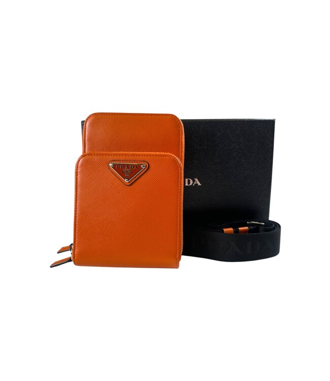 Prada Orange Saffiano Leather Smartphone Cases