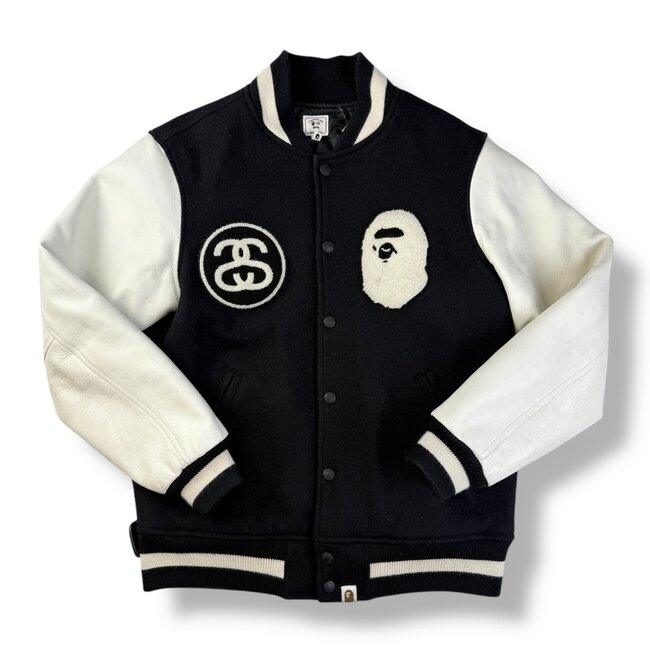 A Bathing Ape Bape x Stussy Varsity Jacket Size Small