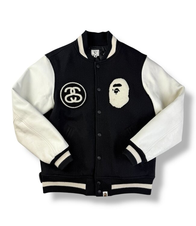A Bathing Ape Bape x Stussy Varsity Jacket Size Small