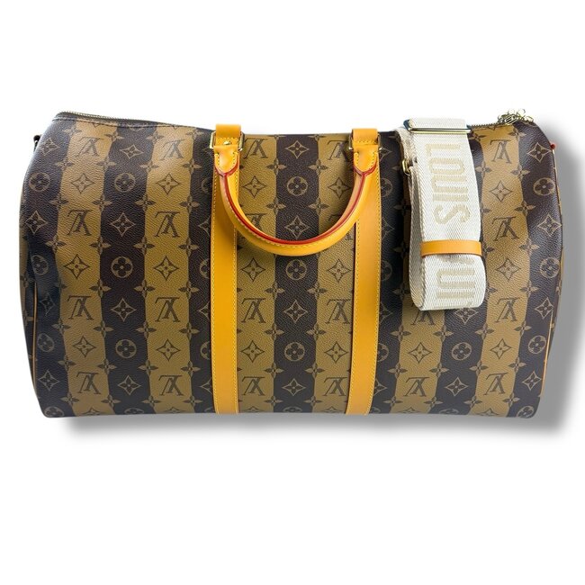 Louis Vuitton Louis Vuitton Keepall Bandouliere x Nigo 50 Monogram Stripes Brown