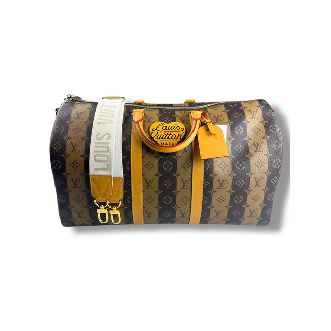 Louis Vuitton Louis Vuitton Keepall Bandouliere x Nigo 50 Monogram Stripes Brown