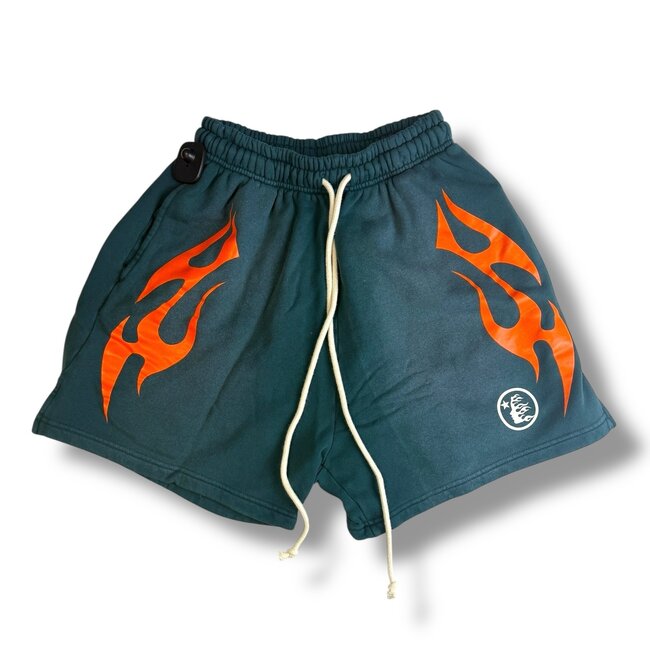 Hellstar Hellstar Green/Orange Flame Shorts
