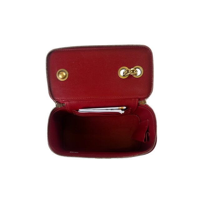 Chanel Channel Quilted Lambskin Small Red Vanity Purse