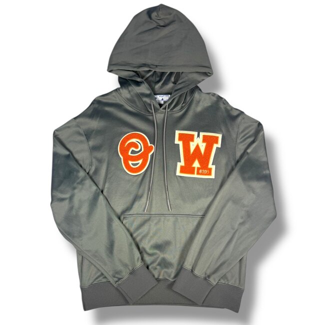 Off-White Off-White Grey/Orange Patch Hoodie Size Large
