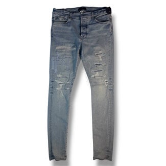 Amiri Amiri Applique Logo Jeans Blue Leather Size 36W