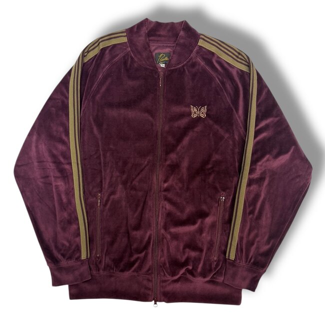 Needles Needles Velour Track Jacket Maroon/Gold Size Large