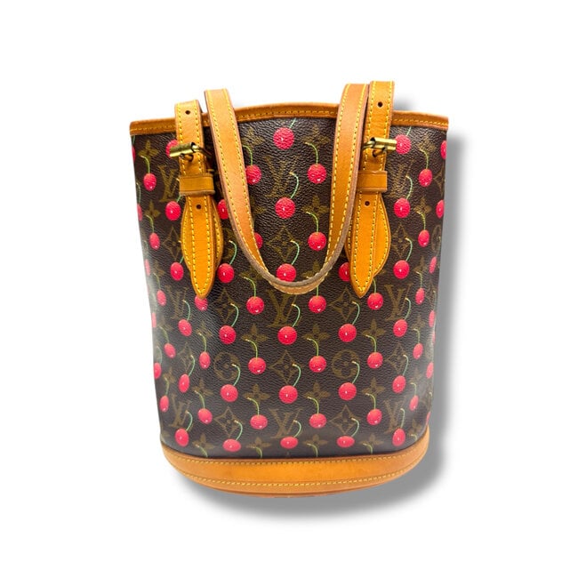 Louis Vuitton 2005 LV Takashi Murakami Cerises Cherry Bucket Tote Bag