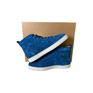 Christian Louboutin Blue Suede Hightop Sneaker