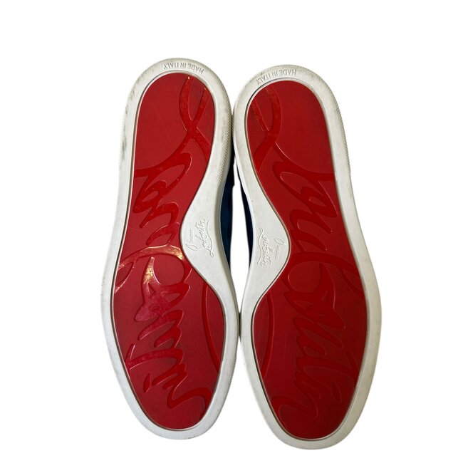 Christian Louboutin Blue Suede Hightop Sneaker