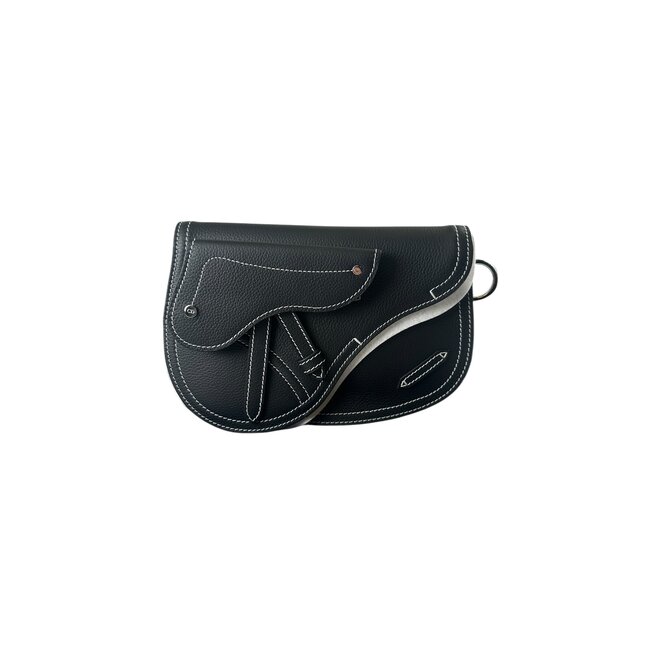 Dior Christian Dior Noir Saddle Pouch Grained Calfskin