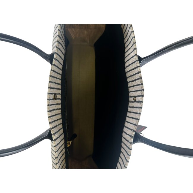 Yves Saint Laurent Saint Laurent Rive Gauche Striped Canvas Tote