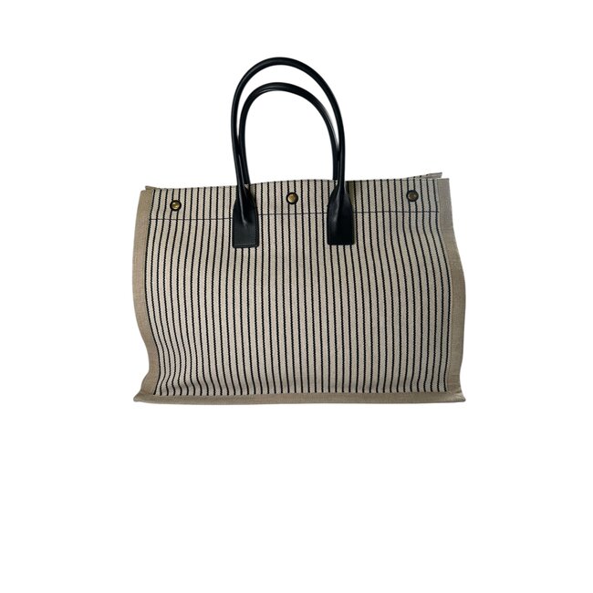 Yves Saint Laurent Saint Laurent Rive Gauche Striped Canvas Tote
