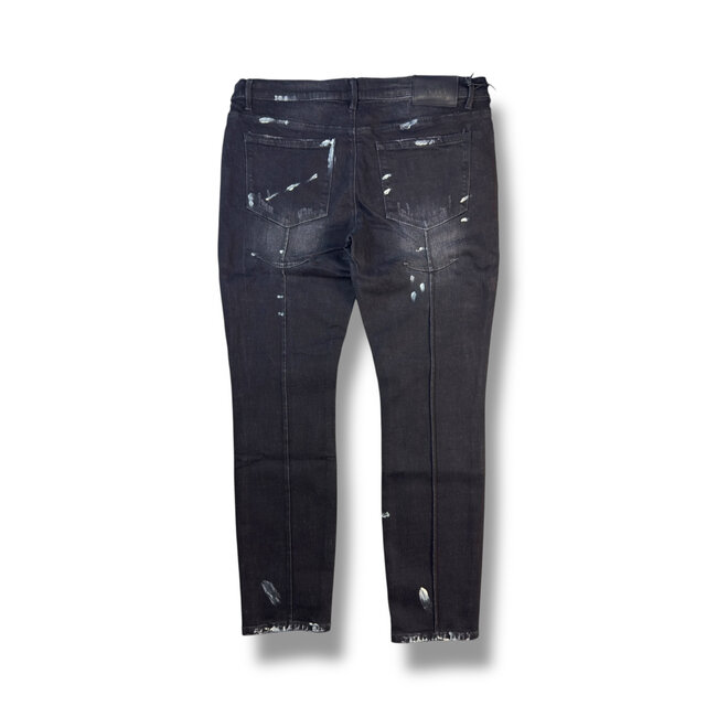 RTA Clayton Skinny Jeans Black Distressed White Paint