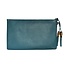 Gucci Blue Bamboo Calfskin Tassel Clutch Bag