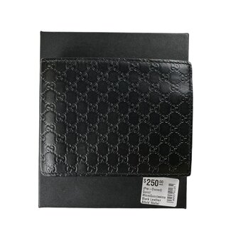 Gucci Gucci MicroGuccissima Black Leather Bifold Wallet