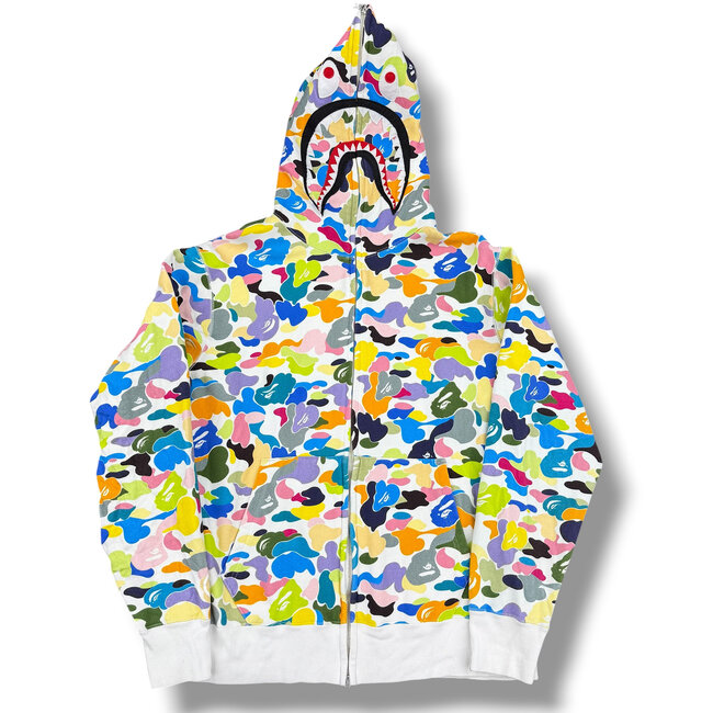 A Bathing Ape Bape Multi Camo Shark Full Zip Hoodie Size XXL