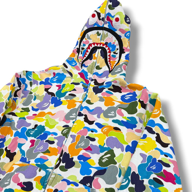A Bathing Ape Bape Multi Camo Shark Full Zip Hoodie Size XXL